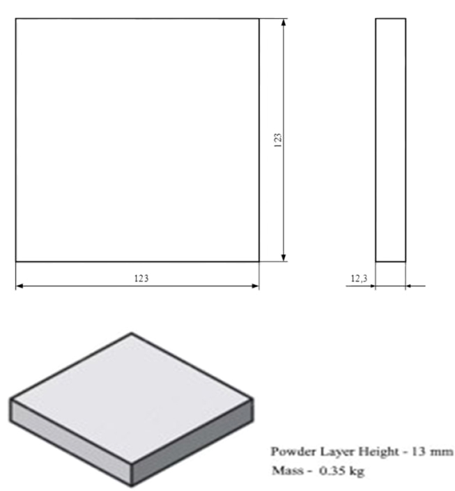 Чертеж и 3D-модель квадратной пластины