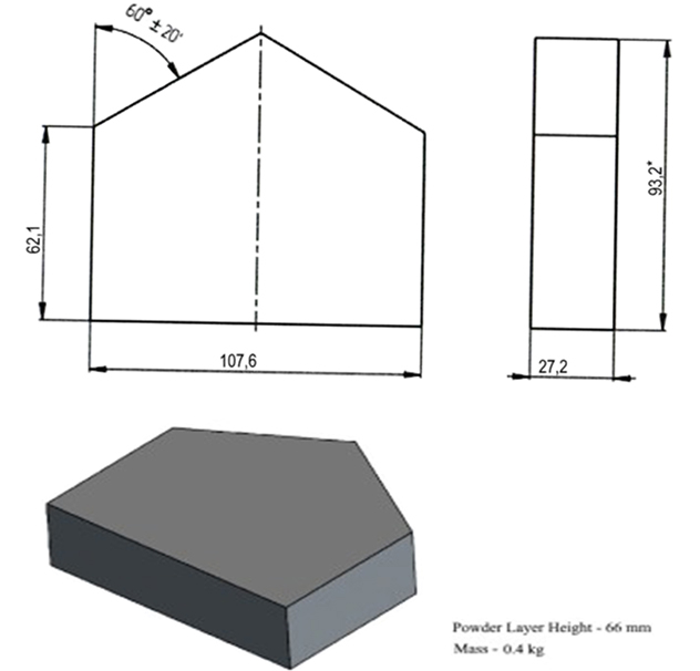 Чертеж и 3D-модель пятигранной пластины